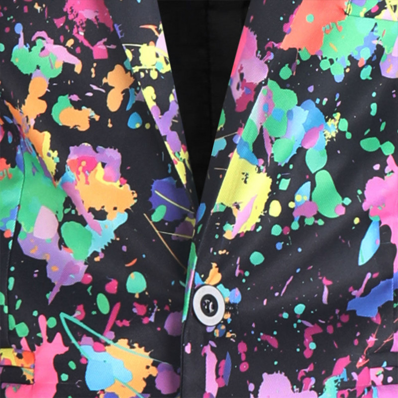 Férfi divat alkalmi zsebgombos dzseki, nyomtatott egysoros öltöny blézerek és nadrágok