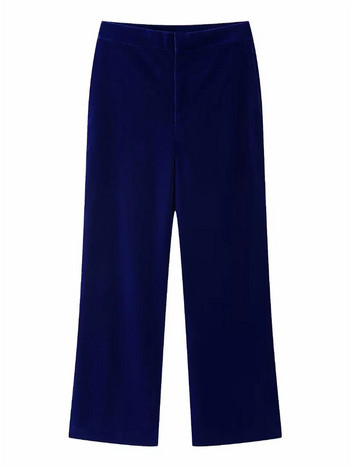 Γυναικείο κομψό μπλε ναυτικό βελούδινο σακάκι κοστούμι 2022 Φθινοπωρινό Γυναικείο μονόχρωμο Match κοστούμια Γυναικεία casual ίσια παντελόνια