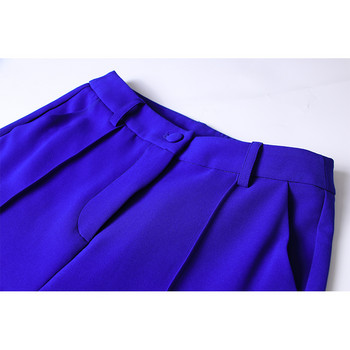 Μπλε κοστούμι κλασικού βρετανικού στιλ, μακρυμάνικο παντελόνι με μονό κουμπί, γυναικείο παντελόνι γραφείου 2 τεμ.