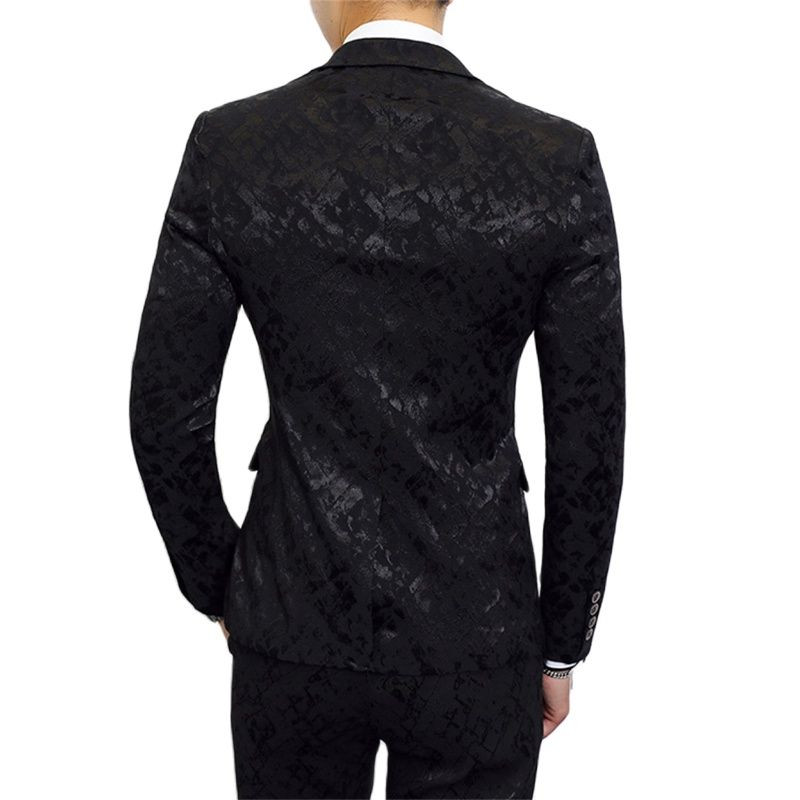 Férfi öltöny 3 szett fekete és kék férfi karcsú üzleti ruha kabát és nadrág mellény Divatos nagy méretű Terno Masculino