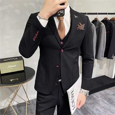 4XL 5XL (Σακάκια+Γιλέκο+Παντελόνι) Ανδρικά κορεάτικα blazers Slim Check βρετανικό επαγγελματικό κοστούμι τριών κομματιών Νυφικό ανδρικό φόρεμα