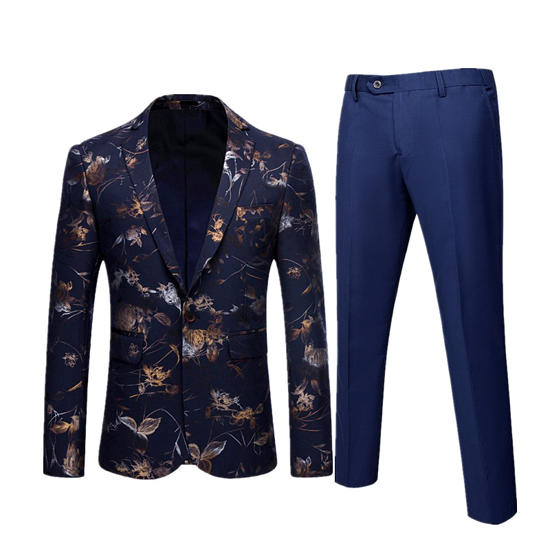 Fehér nyomóöltöny kétrészes férfi esküvői üzleti ruha kabát és nadrág divatos karcsú blézer Terno Masculino