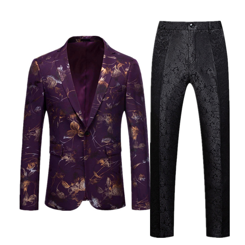 Fehér nyomóöltöny kétrészes férfi esküvői üzleti ruha kabát és nadrág divatos karcsú blézer Terno Masculino