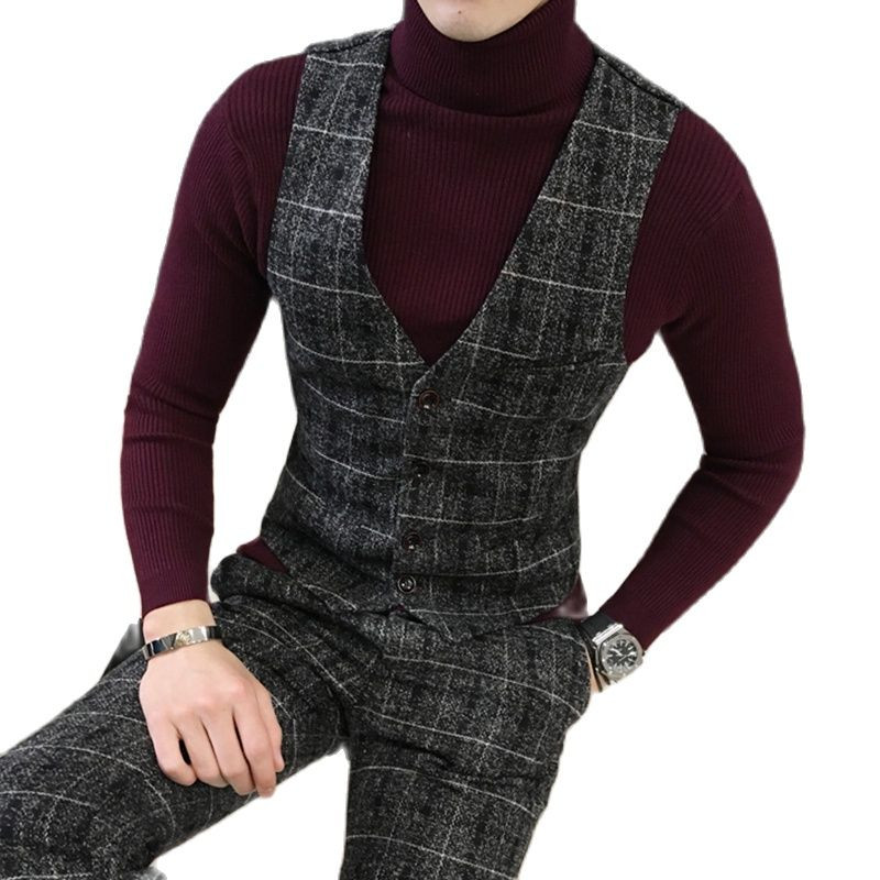 Téli új kockás Terno 3 részes öltöny férfi üzleti/esküvői férfi blézer kabát nadrág mellény nagy méretű S-5XL jelmez Homme