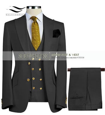 Ανδρικά κοστούμια 3 τεμαχίων Slim Fit Business Suites Groom Army Green Noble Grey White Tuxedos για Επίσημο Γαμήλιο κοστούμι (Blazer+Pants+Jest)