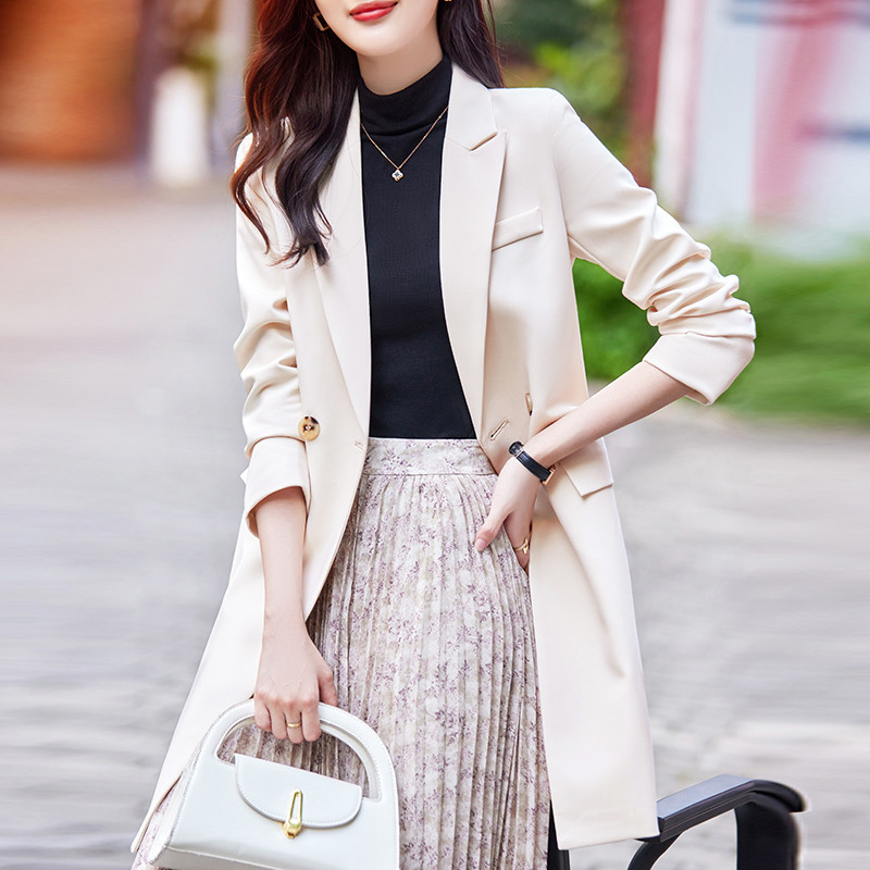 Őszi téli női üzleti öltönyök irodai munkaruha Formális egyenruha Stílusú nadrágkosztüm középhosszú széldzseki nadrág készlettel