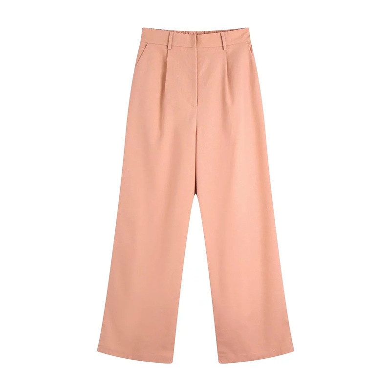 Női édes, világos rózsaszín vászonblézer öltöny, 2022 tavaszi női, elegáns, kétsoros, egyenes blézer szett, női masszív alapöltöny