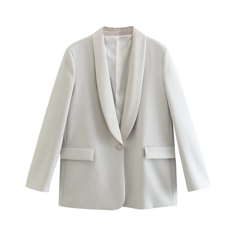 Női alapvető világosszürke blézer öltöny, 2022-es őszi női ceruzanadrág öltöny irodai női elegáns masszív szettek
