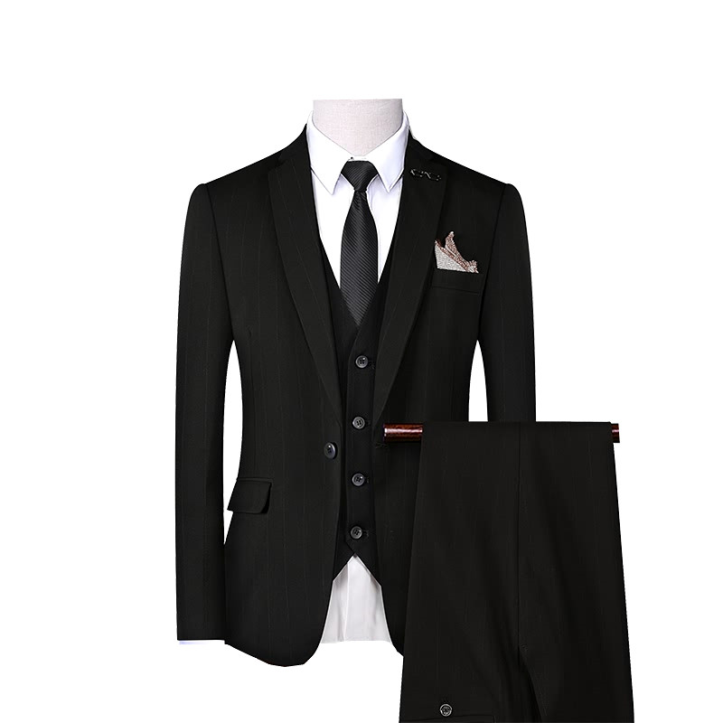 Ünnepi esküvői öltöny, 2 részes szett, stílusos, vékony férfi kabát nadrággal, fekete jelmez Homme őszi férfi blézer nadrág