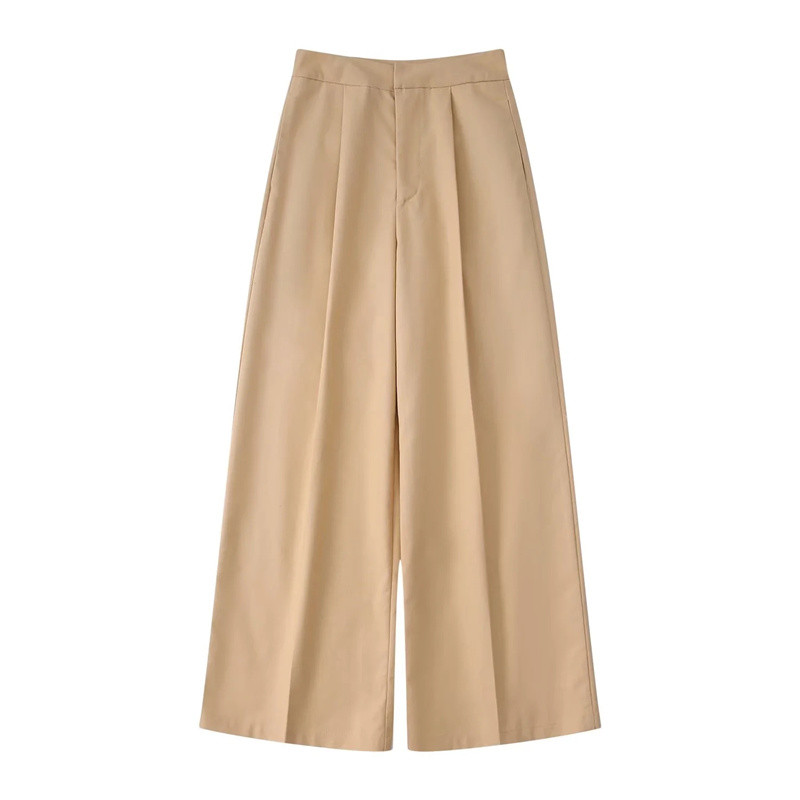 Női alkalmi khaki blézer öltöny 2022 tavaszi női High Street tömör öltönyök, női elegáns, magas derekú, széles szárú nadrágszettek