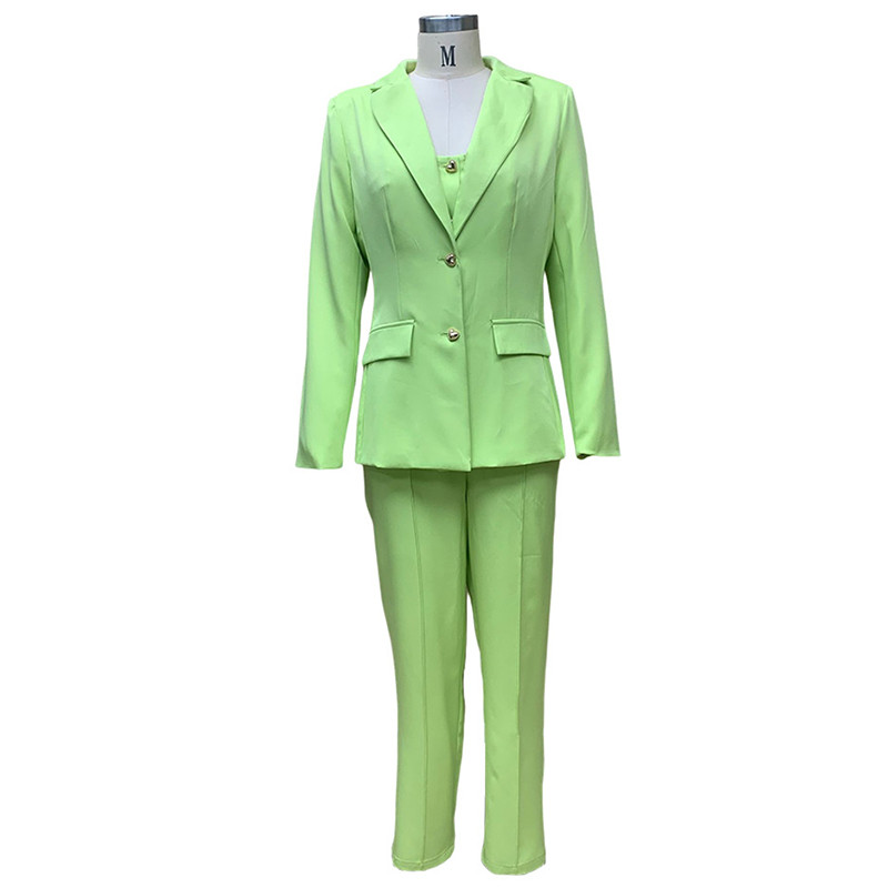 Női őszi téli elegáns alkalmi blézer nadrágkosztüm, hosszú ujjú kabát + ceruzanadrág 2 részes szett női divatos nadrágkosztüm