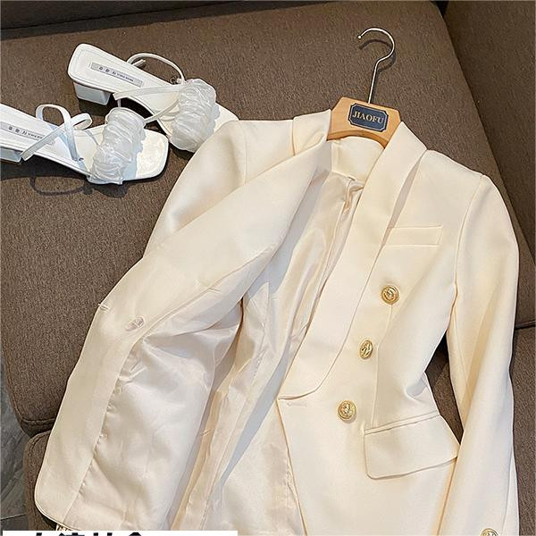 Finom brit stílusú szolid irodai női öltöny hosszú ujjú kendő gallér blézer bokáig érő pecil nadrág női 2 db