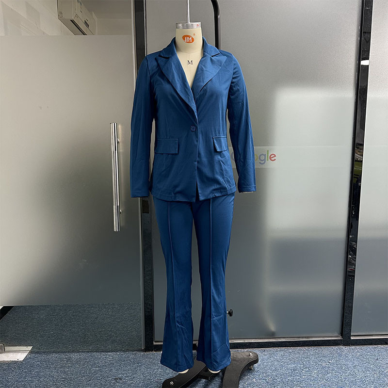 Waytobele blézer szettek női őszi téli divat tömör hosszú ujjú hajtókás felső laza zsebekkel Nadrág szettek Utcai ruházat hölgyeknek