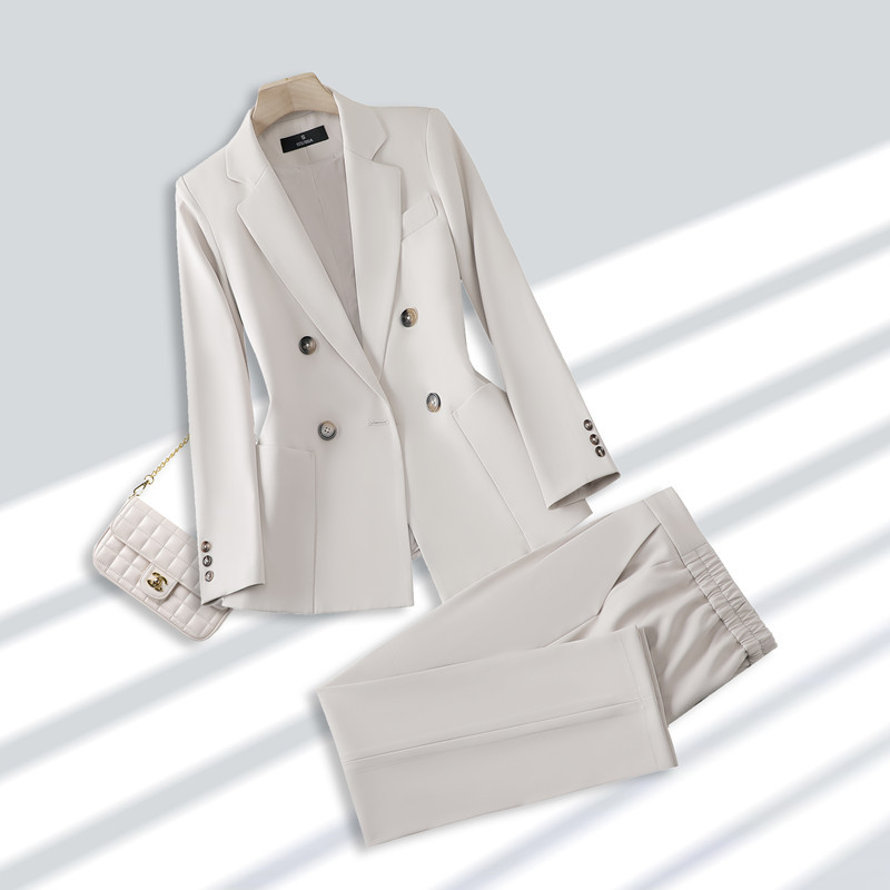 Sárgabarack üzleti öltönyök női új őszi téli temperamentum divat alkalmi blézer és nadrág irodai női munkaruházat ruhák fekete