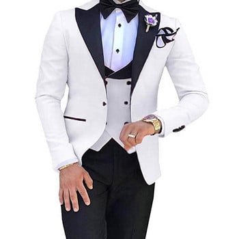 Custom Made Terno Slim Groom Tuxedos Wedding Men Suit Terno Masculino (Σακάκι+Παντελόνι+Γιλέκο) Ανδρικά κοστούμια 3 τεμαχίων για άνδρες