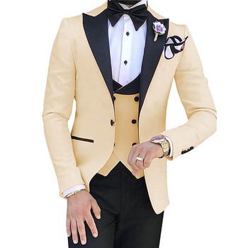 Custom Made Terno Slim Groom Tuxedos Wedding Men Suit Terno Masculino (Σακάκι+Παντελόνι+Γιλέκο) Ανδρικά κοστούμια 3 τεμαχίων για άνδρες