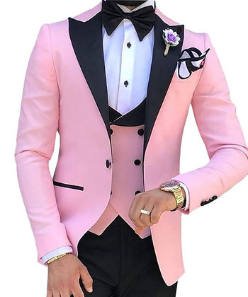 Custom Made Terno Slim Groom Tuxedos Wedding Men Suit Terno Masculino (Σακάκι+Παντελόνι+Γιλέκο) Ανδρικά κοστούμια 3 τεμαχίων για άνδρες