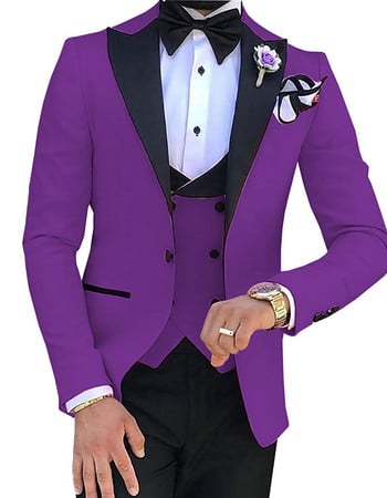 Custom Made Terno Slim Groom Tuxedos Wedding Men Suit Terno Masculino (Σακάκι+Παντελόνι+Γιλέκο) Ανδρικά κοστούμια 3 τεμαχίων για άνδρες