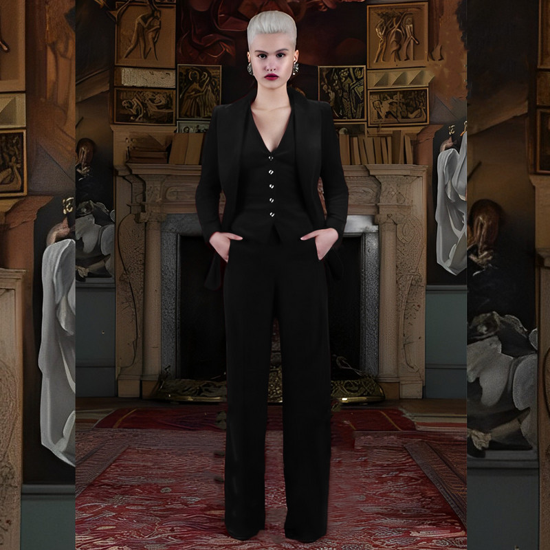 Elegáns női bársony öltöny, három részes bordó esküvői ruha anya ruha kabát nadrág mellény formális üzleti blézer hölgyeknek