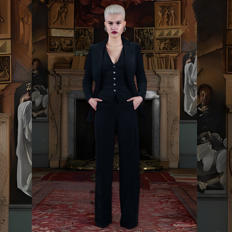 Elegáns női bársony öltöny, három részes bordó esküvői ruha anya ruha kabát nadrág mellény formális üzleti blézer hölgyeknek