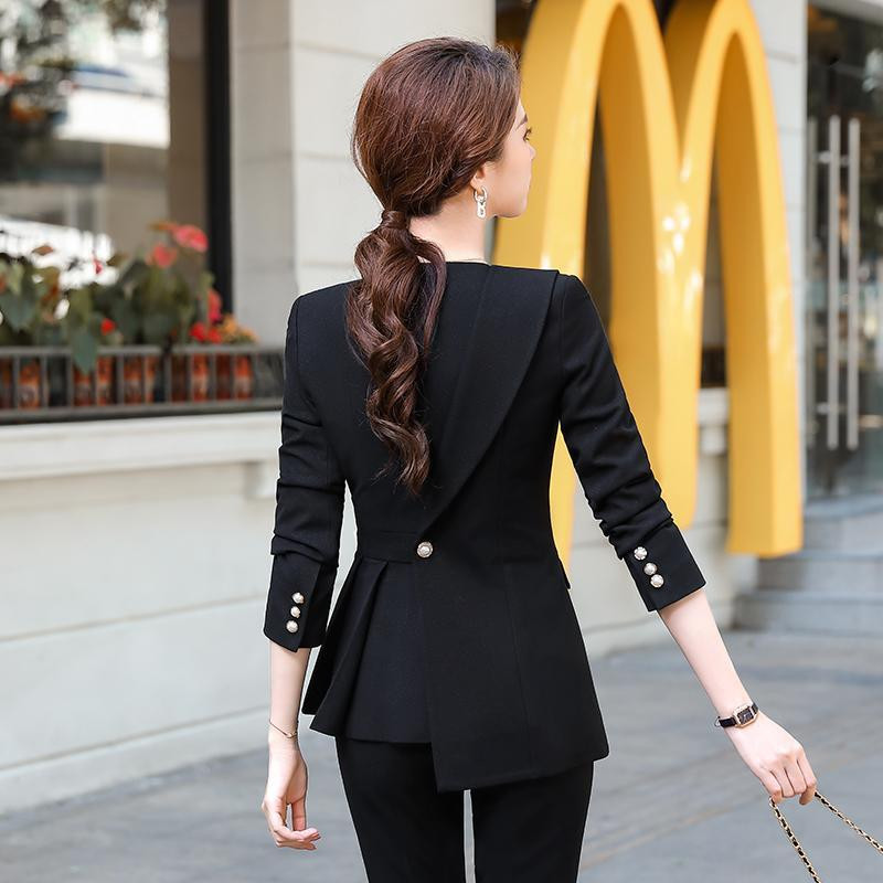 Egyszínű női üzleti nadrágkosztümök női irodai női duplasoros blézernadrágok női munkanadrág öltönyök