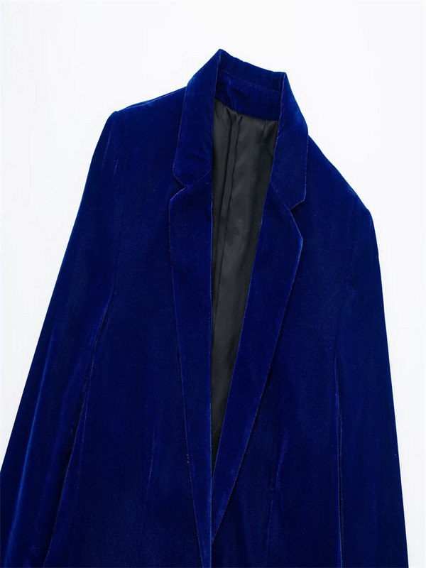 Tavaszi és őszi új női kabát zsebdekoráció egygombos szolid alkalmi blézer bársony öltöny kabát+nadrág