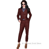 Női 3 részes nadrágkosztüm Retro Slim Fit munkaruha halszálkás gyapjú kabát mellény öltöny nőknek спортивный костюм женск