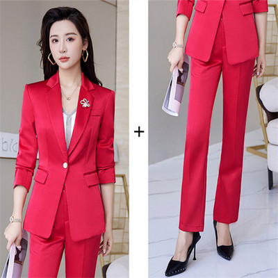 Királykék női öltöny kétrészes (kabát + nadrág) őszi új blézer nadrággal Divat Slim Fit női üzleti irodagarnitúrák