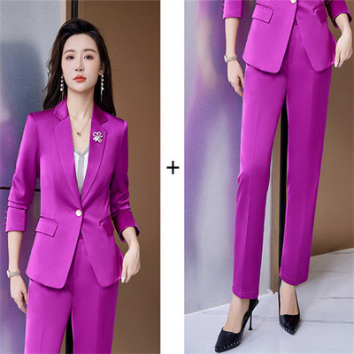 Királykék női öltöny kétrészes (kabát + nadrág) őszi új blézer nadrággal Divat Slim Fit női üzleti irodagarnitúrák