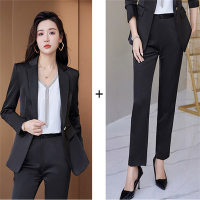 Királykék női öltöny kétrészes (kabát + nadrág) őszi új blézer nadrággal Divat Slim Fit női üzleti irodagarnitúrák