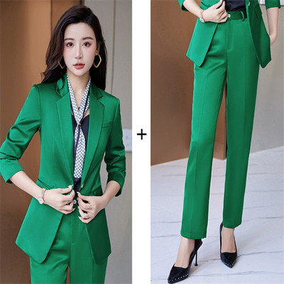 Királykék női öltöny kétrészes (kabát + nadrág) őszi új blézer nadrággal Divat Slim Fit női üzleti irodagarnitúrák