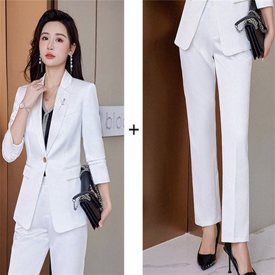 Királykék női öltöny kétrészes (kabát + nadrág) őszi új blézer nadrággal Divat Slim Fit női üzleti irodagarnitúrák