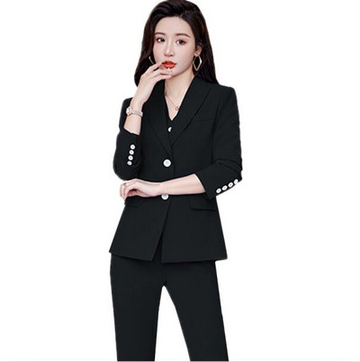 Királykék női öltöny kétrészes (kabát + nadrág) őszi új blézer nadrággal Divat Slim Fit női üzleti irodagarnitúrák