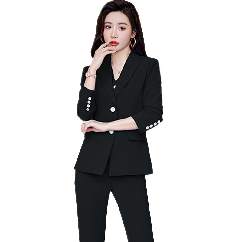 Királykék női öltöny kétrészes (kabát + nadrág) őszi új blézer nadrággal Divat Slim Fit női üzleti irodagarnitúrák