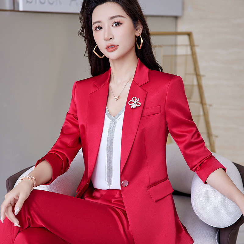 Királykék női öltöny kétrészes (kabát + nadrág) őszi új blézer nadrággal Divat Slim Fit női üzleti irodagarnitúrák