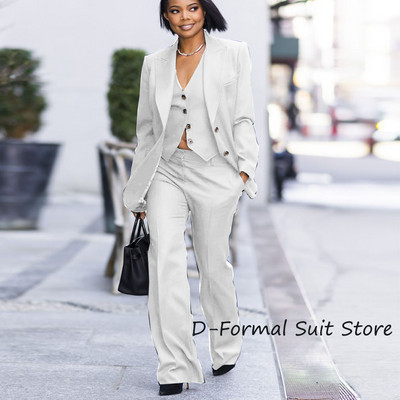 Női 3 részes öltöny, egysoros, karcsú blézerek Bussiness irodai női öltönyök nőknek بذلات بليزر نسائية