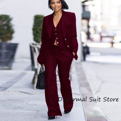 Női 3 részes öltöny, egysoros, karcsú blézerek Bussiness irodai női öltönyök nőknek بذلات بليزر نسائية