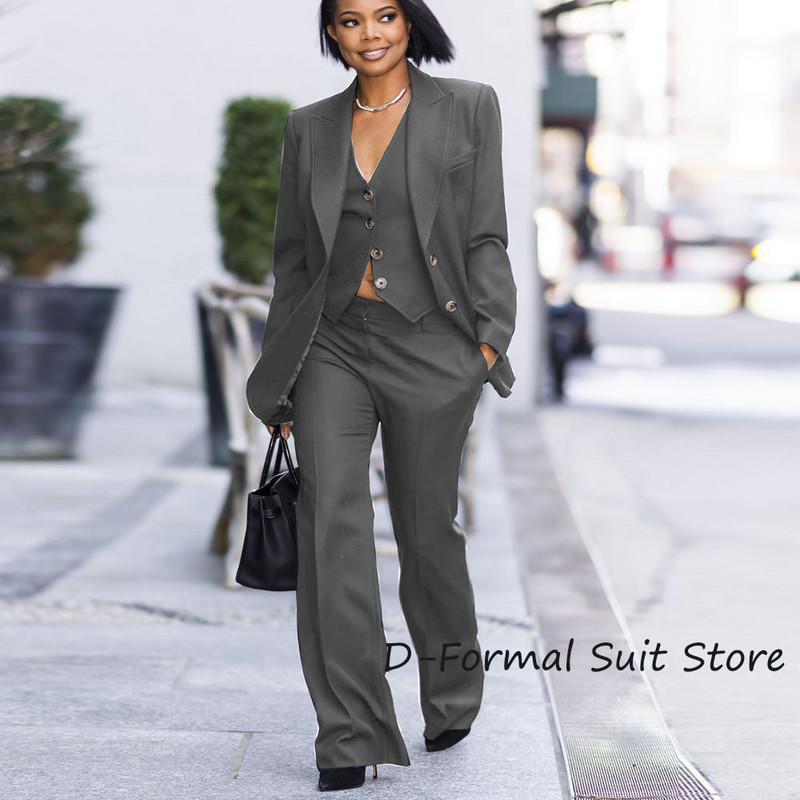 Női 3 részes öltöny, egysoros, karcsú blézerek Bussiness irodai női öltönyök nőknek بذلات بليزر نسائية