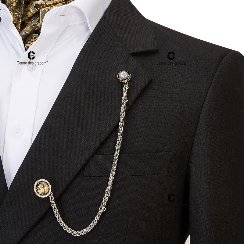 Cenne Des Graoom 2022 új férfi öltönyök, fekete divat