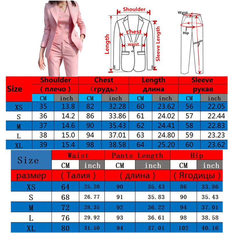 2022-es divat Új női üzleti egyszínű öltönyök nadrágok mellény / női rózsaszín ingázó blézer kabát nadrág mellény szett