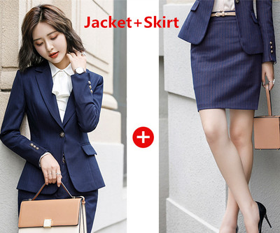 OL Commuter stílusú női öltöny 2 részes / 3 részes készletek Stílusos karcsú blézer dzseki nadrággal vagy szoknyával