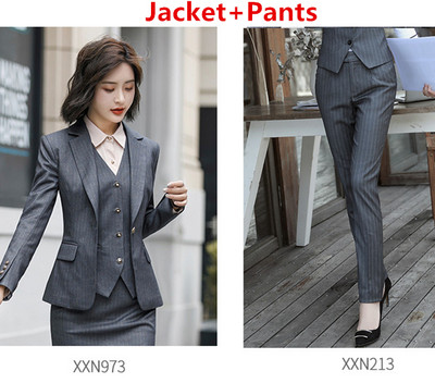 OL Commuter stílusú női öltöny 2 részes / 3 részes készletek Stílusos karcsú blézer dzseki nadrággal vagy szoknyával