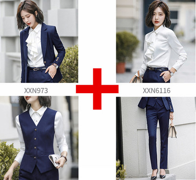OL Commuter stílusú női öltöny 2 részes / 3 részes készletek Stílusos karcsú blézer dzseki nadrággal vagy szoknyával
