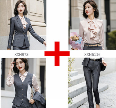 OL Commuter stílusú női öltöny 2 részes / 3 részes készletek Stílusos karcsú blézer dzseki nadrággal vagy szoknyával