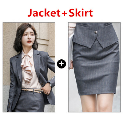 OL Commuter stílusú női öltöny 2 részes / 3 részes készletek Stílusos karcsú blézer dzseki nadrággal vagy szoknyával