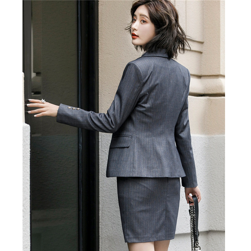 OL Commuter stílusú női öltöny 2 részes / 3 részes készletek Stílusos karcsú blézer dzseki nadrággal vagy szoknyával