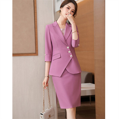 Nyári új fehér öltöny 2 részes női divatos vékony kabát és kiszélesedő nadrág fekete rózsaszín női szettek