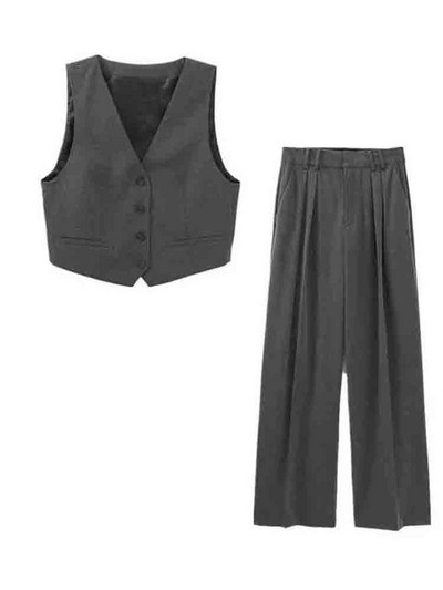 KLKXMYT TRAF női 2 részes blézer nadrág szettek 2023 új divatos irodai öltöny, egyenes nadrág, alkalmi kétrészes szett női ruhák