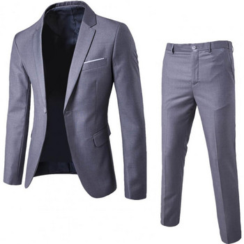 Ανδρικά Slim Business Casual Suits Φόρεμα Σετ δύο τεμαχίων Τζακ Παντελόνι Blazer / Αντρικό Γαμπρός Γαμπρός Μπλέιζερ Παντελόνι Ανδρικό Σετ
