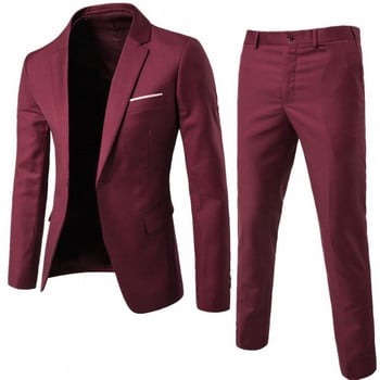 Ανδρικά Slim Business Casual Suits Φόρεμα Σετ δύο τεμαχίων Τζακ Παντελόνι Blazer / Αντρικό Γαμπρός Γαμπρός Μπλέιζερ Παντελόνι Ανδρικό Σετ